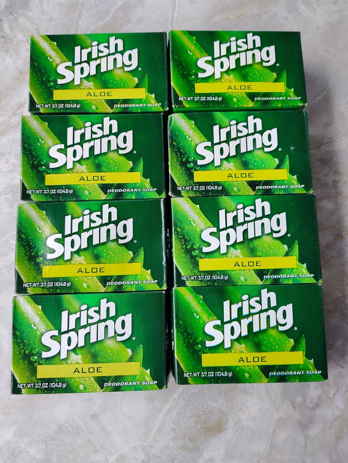 Irish Spring ALOE Deodorant Bar Soap Lot Of 8 New NO Flax 3.7 Oz Bath Size HTF