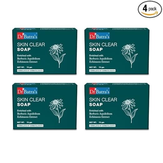 Dr Batra Skin Clear Soap, Enriched with Berberis aquifolium,Echinacea 75g x 4
