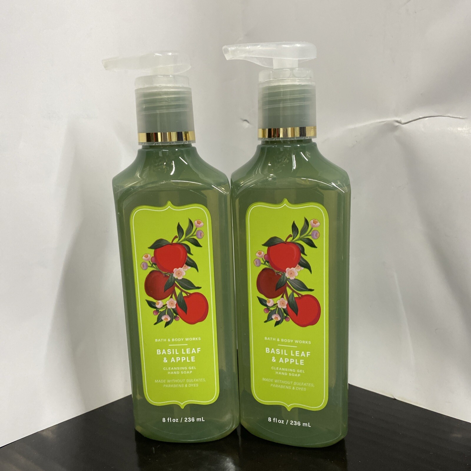 2X Bath & Body Works BASIL LEAF APPLE Cleansing Gel Hand Soap 8.0 Fl Oz