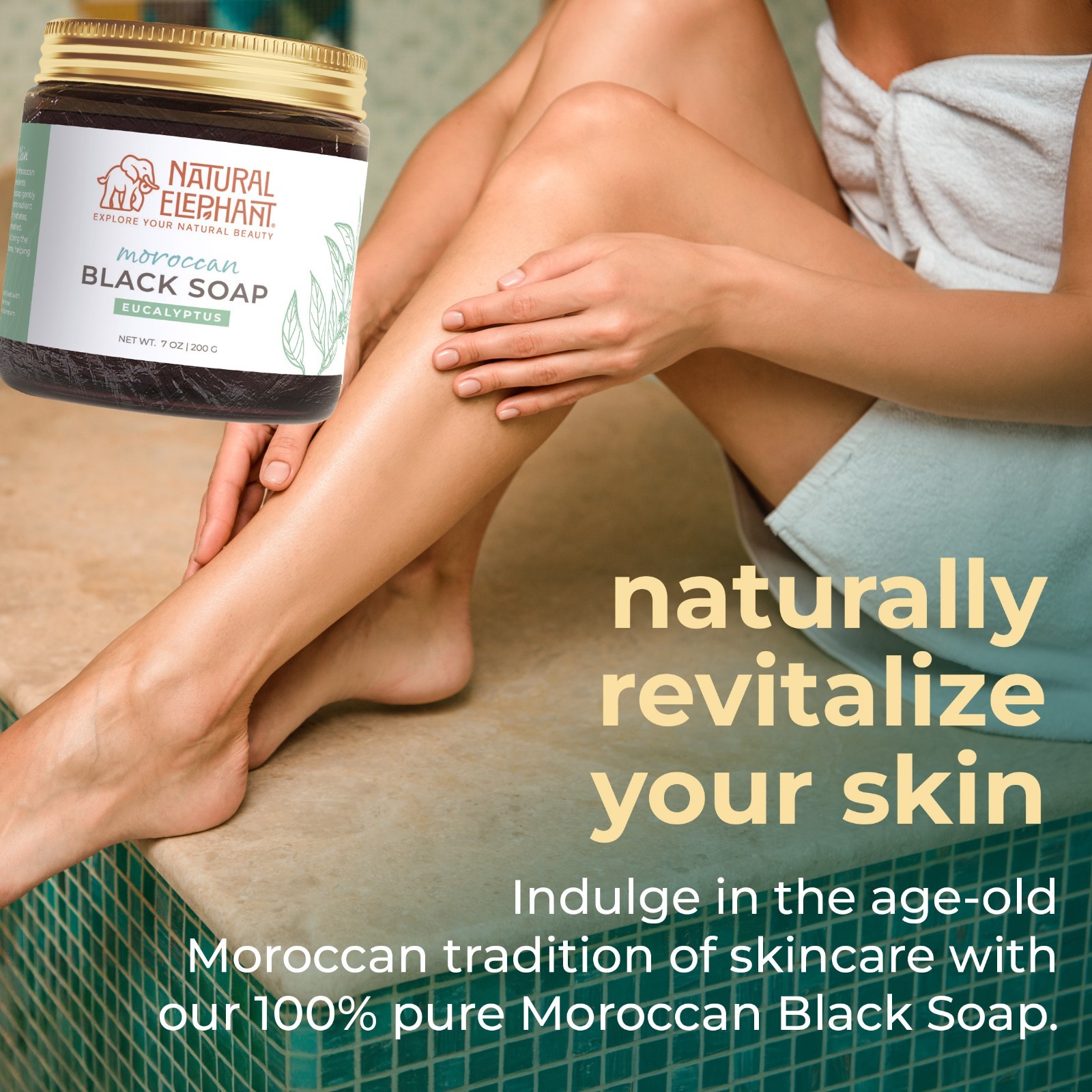 Natural Elephant Moroccan Black Soap | Eucalyptus | Travel Size 2oz