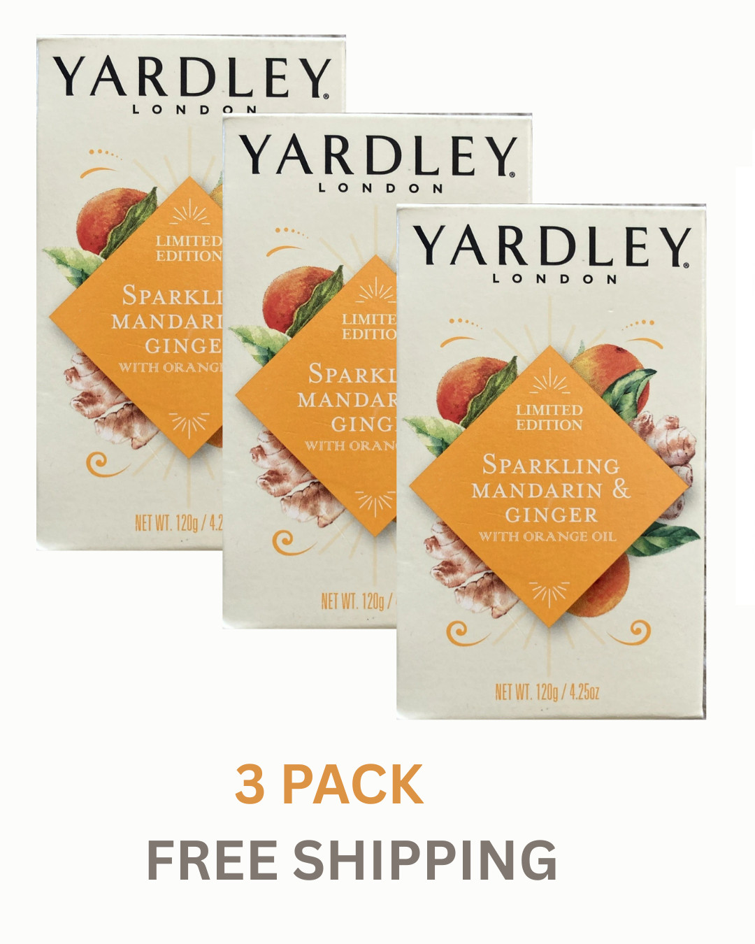 3 Yardley London Limited Edition Sparkling Mandarin & Ginger With Orange Oil