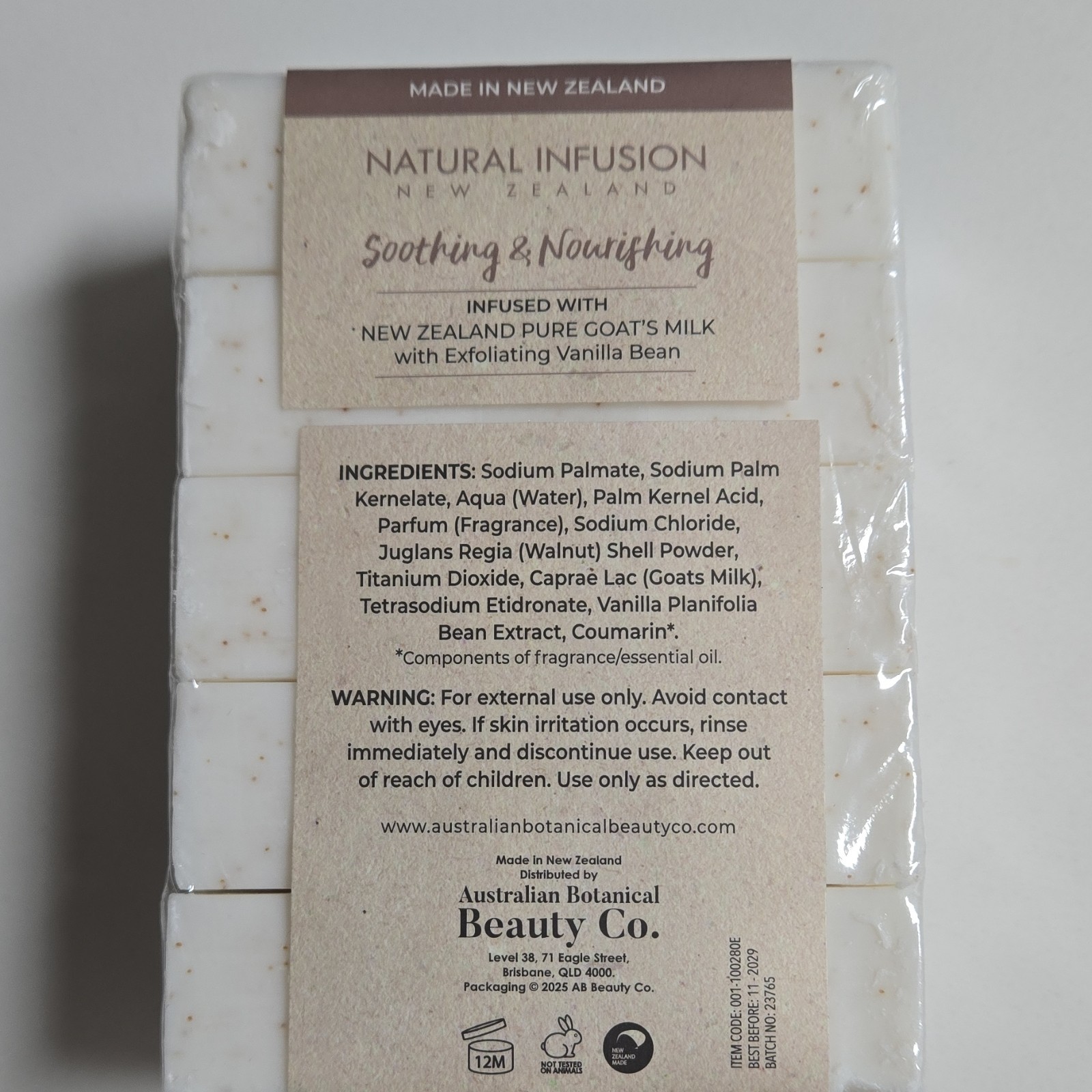 Natural Infusion Vanilla Bean Exfoliating Soap Bars Set 5x100g Cruelty-Free