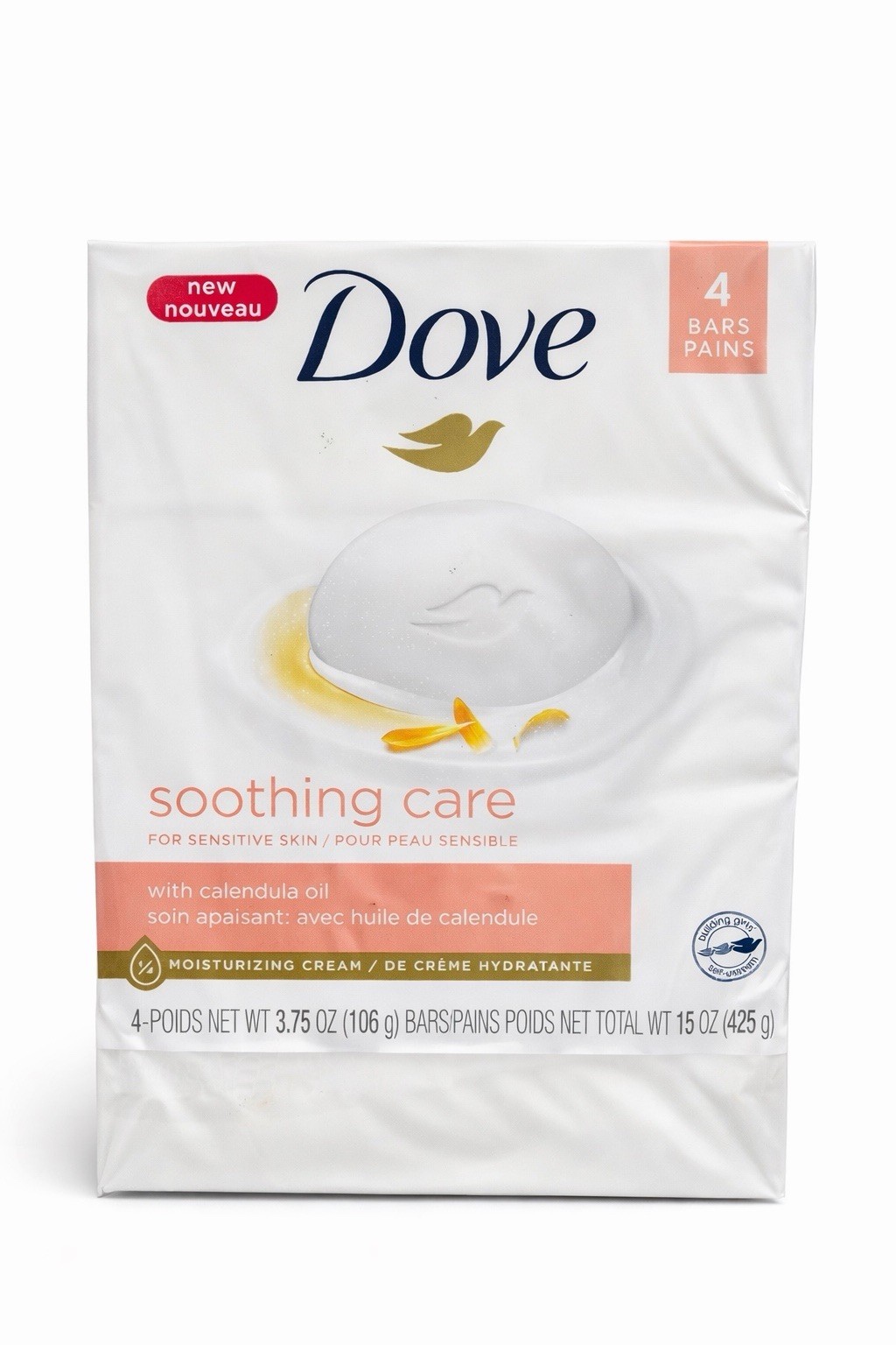 Dove Soothing Care for Senstive Skin Bar Soap, 4 Bars, 3.75 oz Each-New