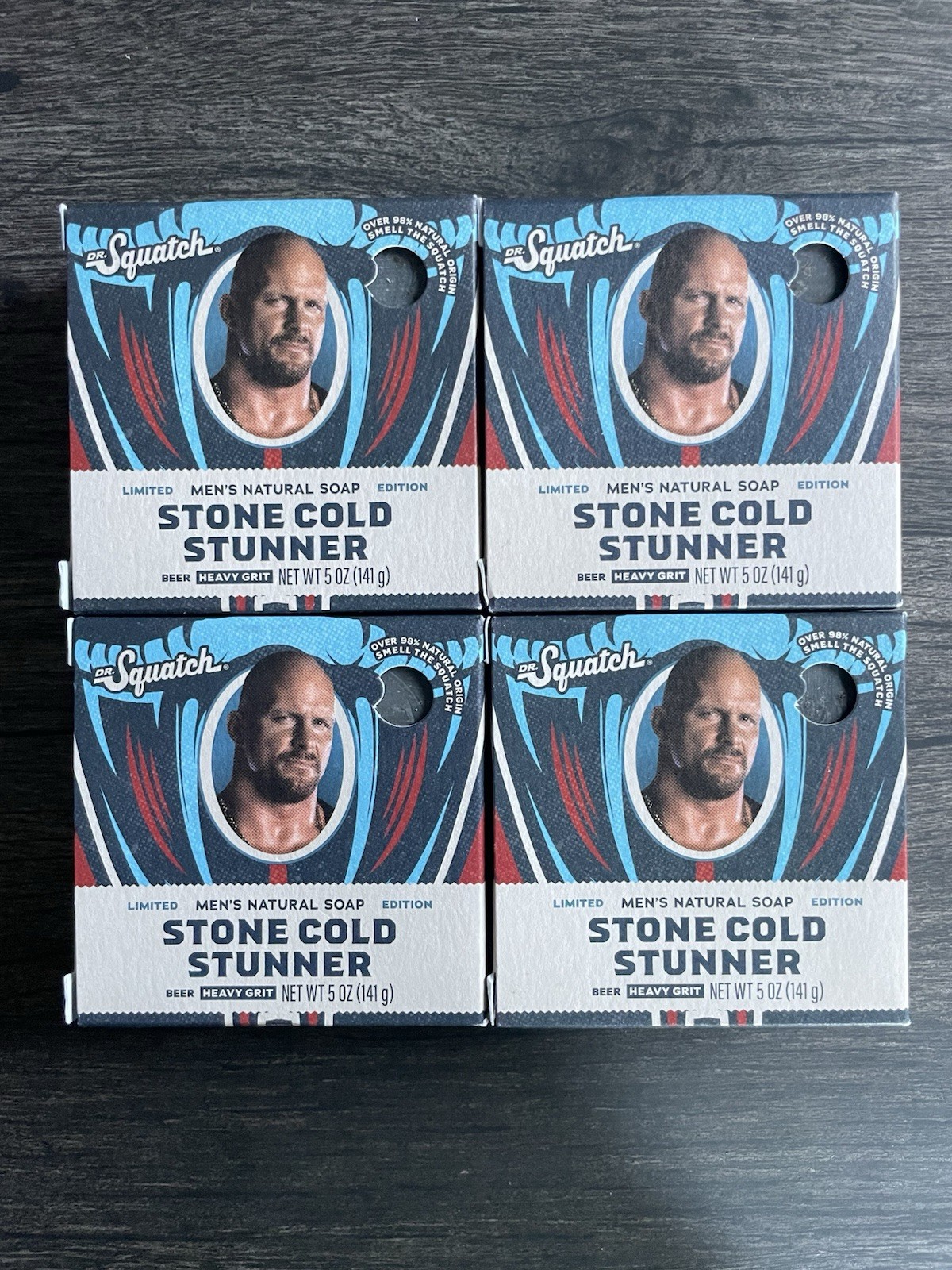 4 Bars Dr. Squatch Men’s Natural Soap Steve Austin Stone Cold Stunner 5 oz NEW