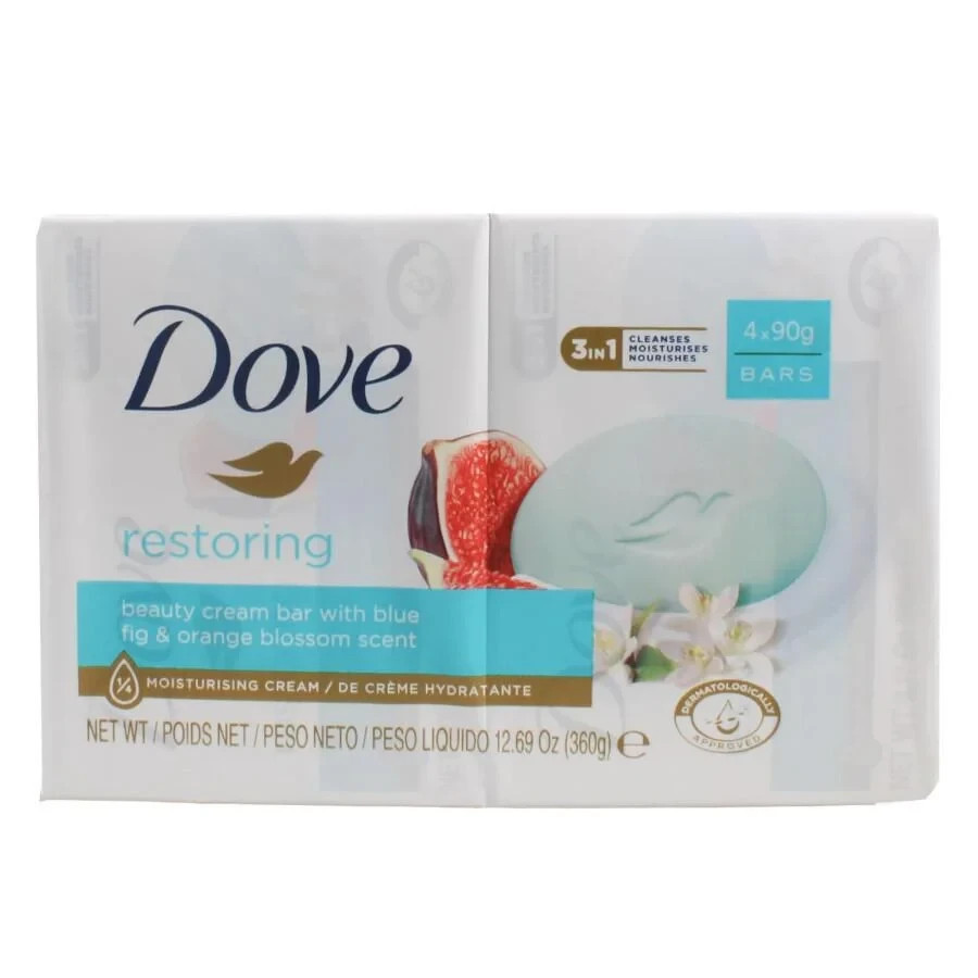 4 Dove Bar Soap Restoring Beauty Cream, With Blue Fig & Orange Blossom 4bars 90g