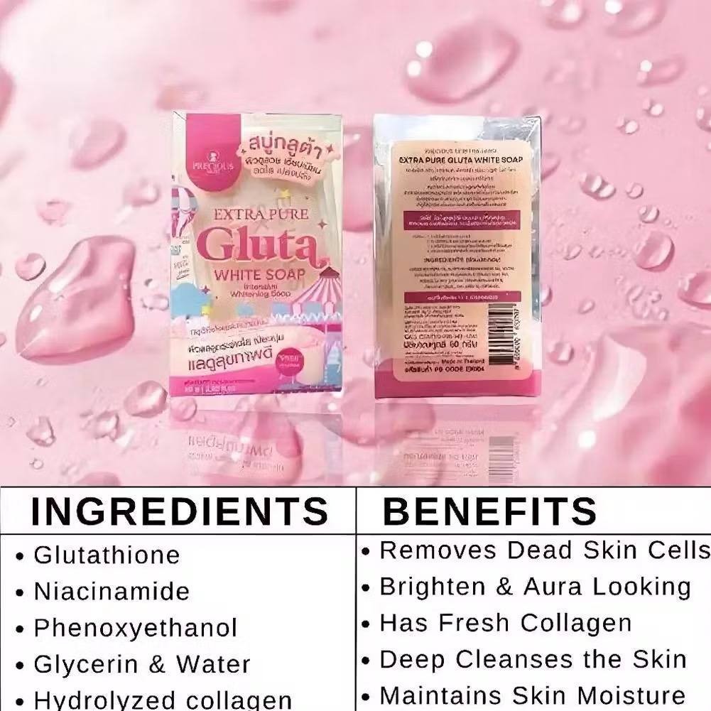 2 Extra pure Gluta White Soap Glutathione Nourish Skin White Bright Smooth 80g