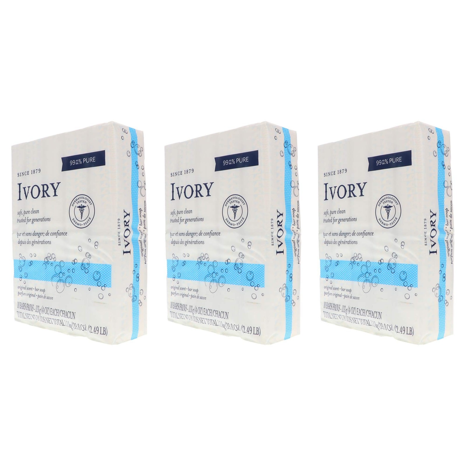 Ivory Soap, Original 4 oz Bars 10 ea (Pack of 3) 4 Ounce (Pack of 30)