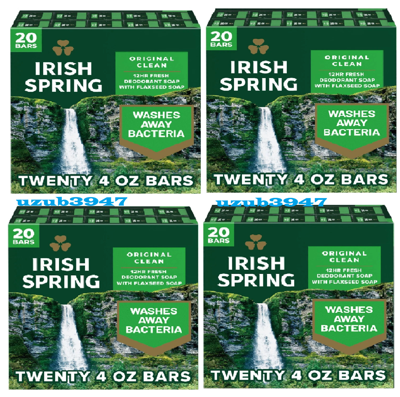 4 Pack – Irish Spring Bar Soap, Original Clean, 4 oz., 20 ct. (80 ct. Total)