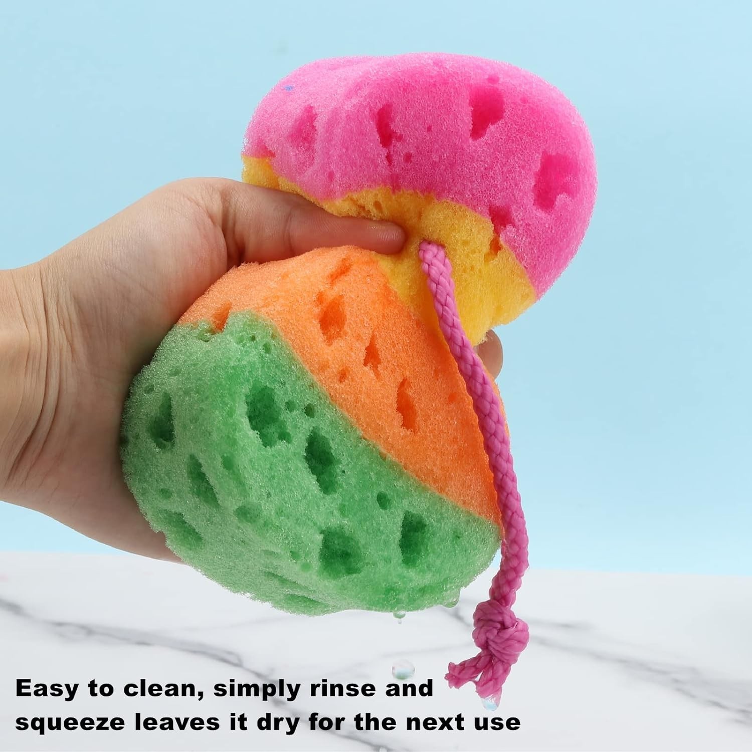 BTYMS 3 Pieces Exfoliating Bath Sponge Body Sponges Shower Loofah Multi Color