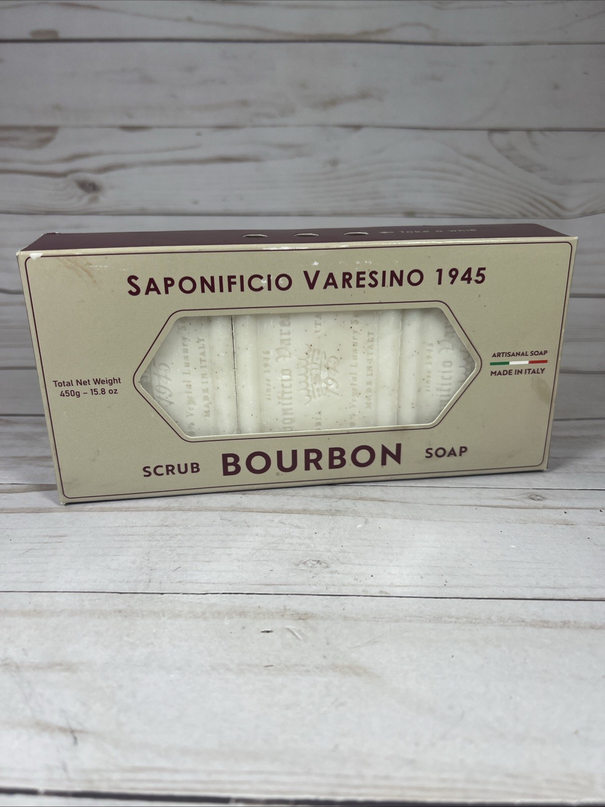 Saponificio Varesino 1945 Bourbon Scrub Bar Soap 3 Bars 15.8oz
