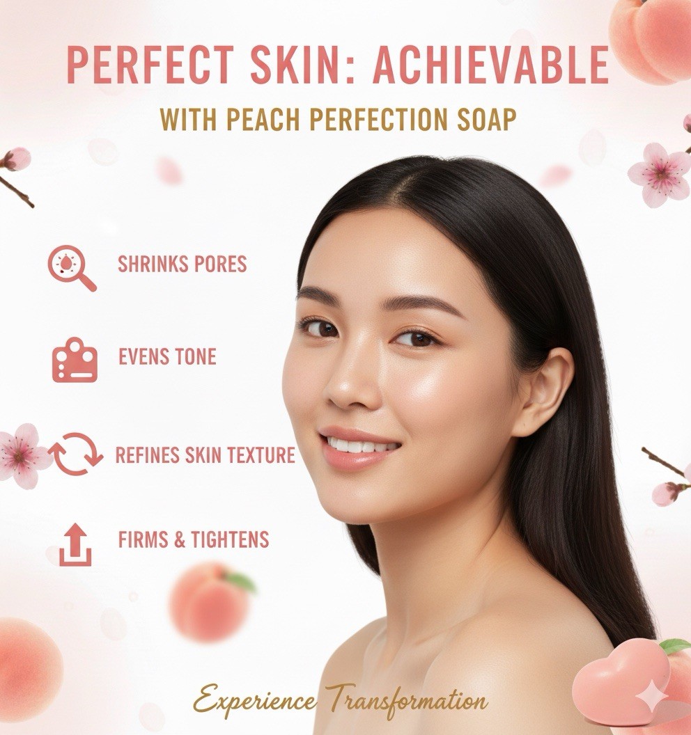 Korean Brightening & Exfoliating Peach Soap with Natural Arbutin, 3 Bars