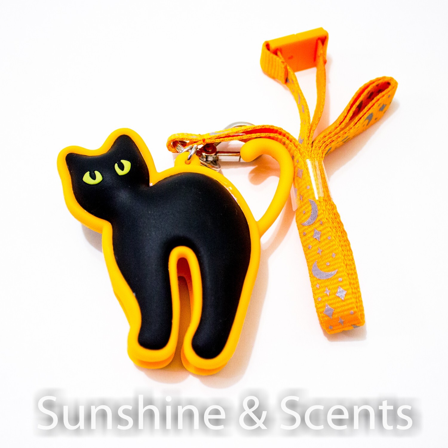 Bath & Body Works BLACK CAT ORANGE CAT Pocket*Bac Gel Holder Lanyard HALLOWEEN