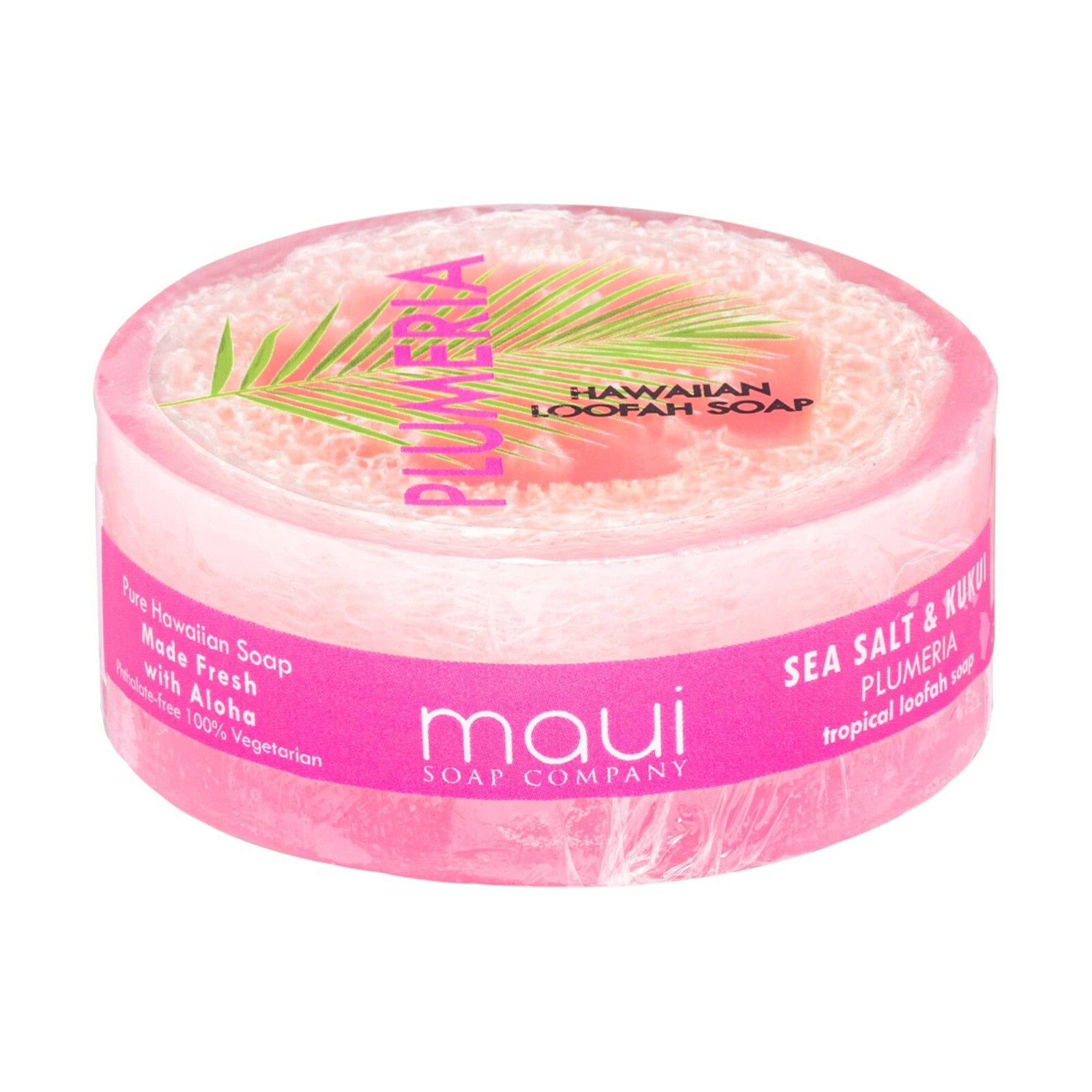 Maui Soap Co Loofah Soap – Plumeria with Sea Salt & Kukui Oil