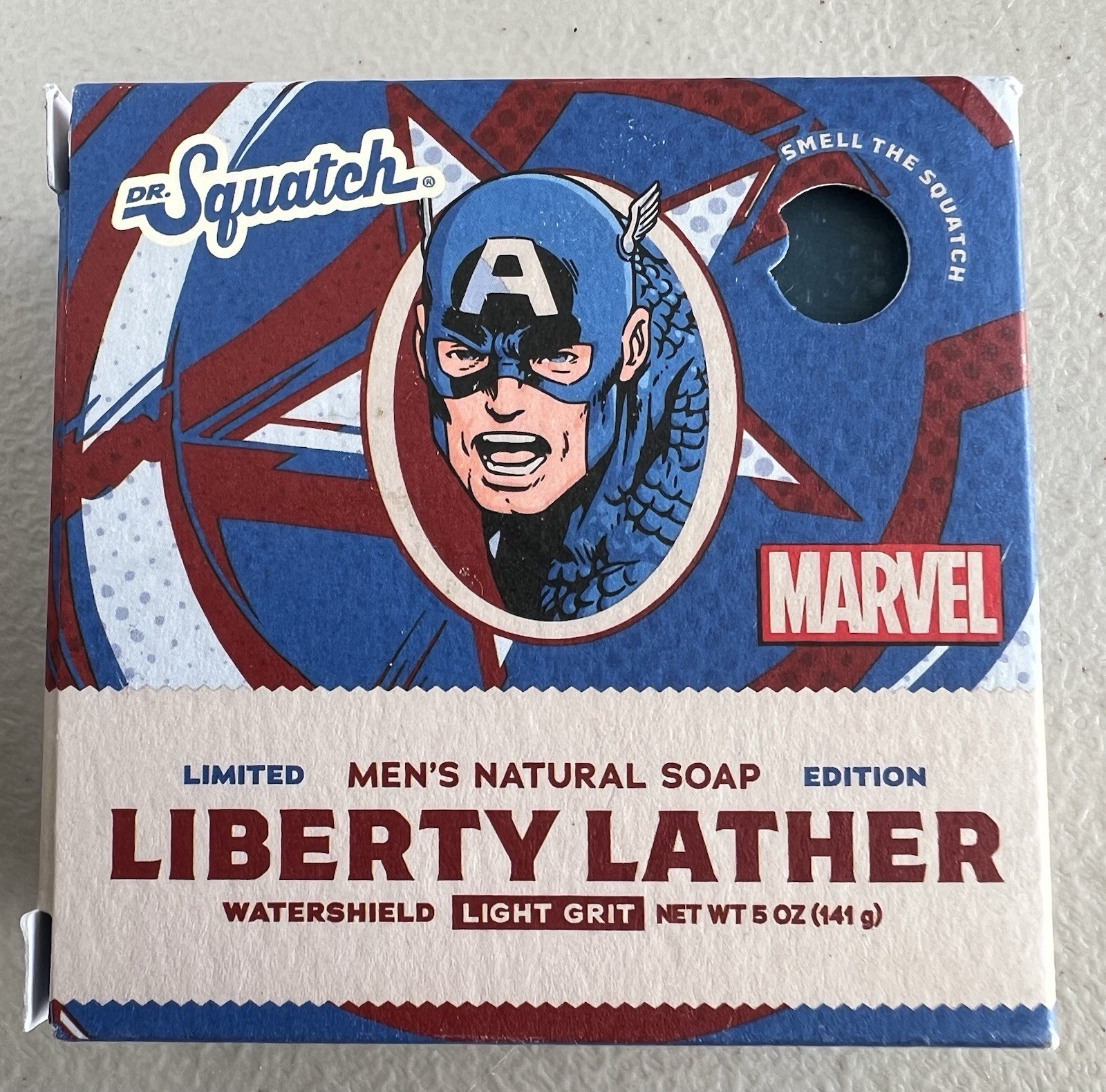 Dr. Squatch Liberty Lather Men’s Natural Soap Marvel Limited Ed. 5oz Light Grit