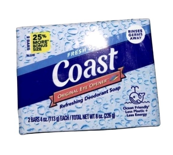 💙 COAST 💙 (2-BARS) 4 Oz. 🫧🐳 •FRESH SCENT• 🐳🫧 Refreshing Deodorant Soap 🫧.