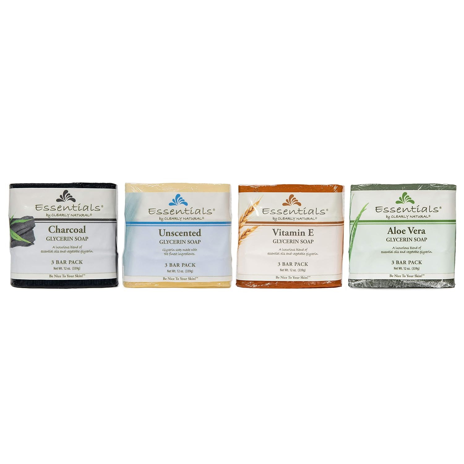 Essentials Glycerine Bar Soap, Aloe Vera, 12 Oz, 3 Count
