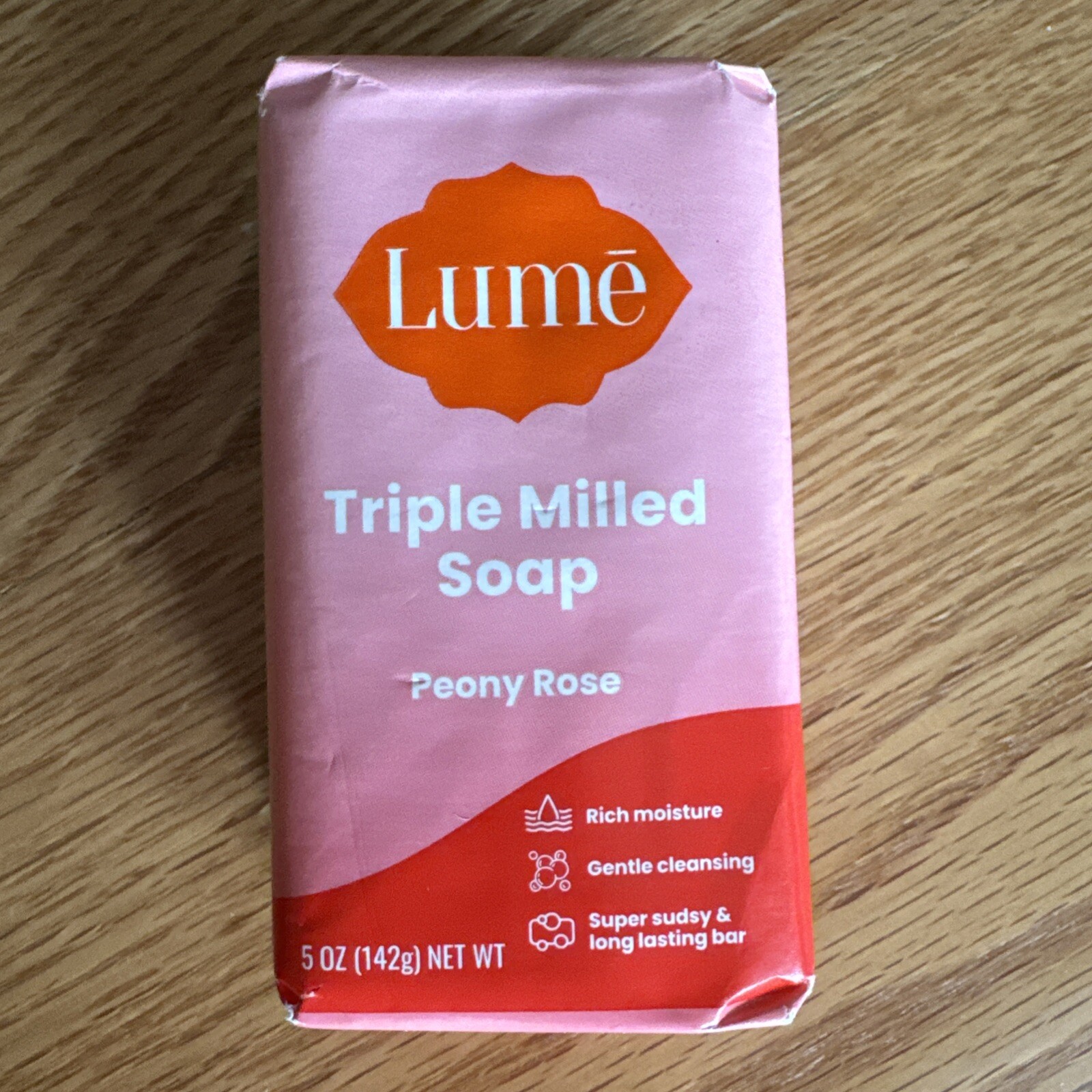LUME Triple Milled Soap – Peony Rose scented – 5 Oz Bar – One bar