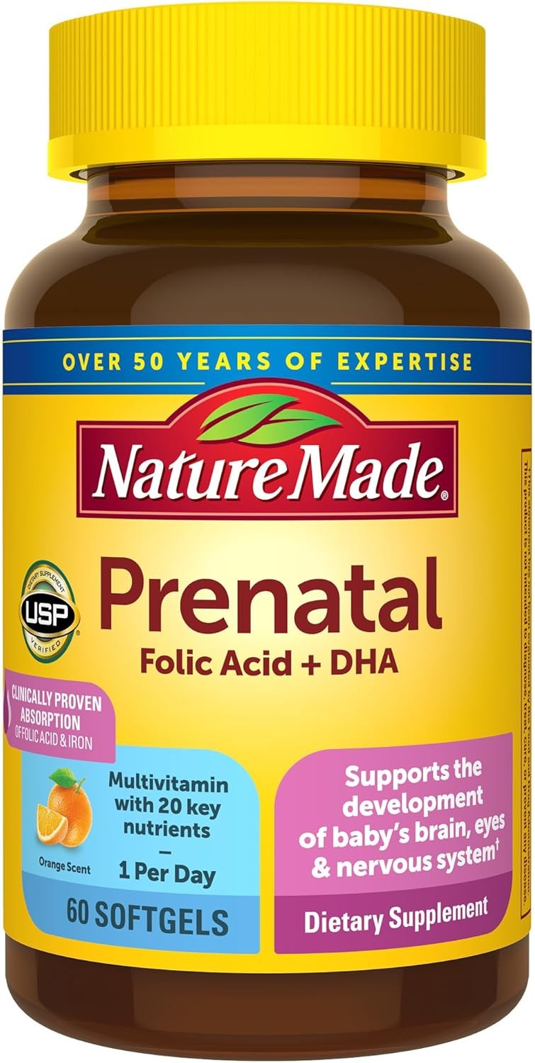 Prenatal Multivitamin & DHA for Eyes Brain & Nervous Support (60 Caps)