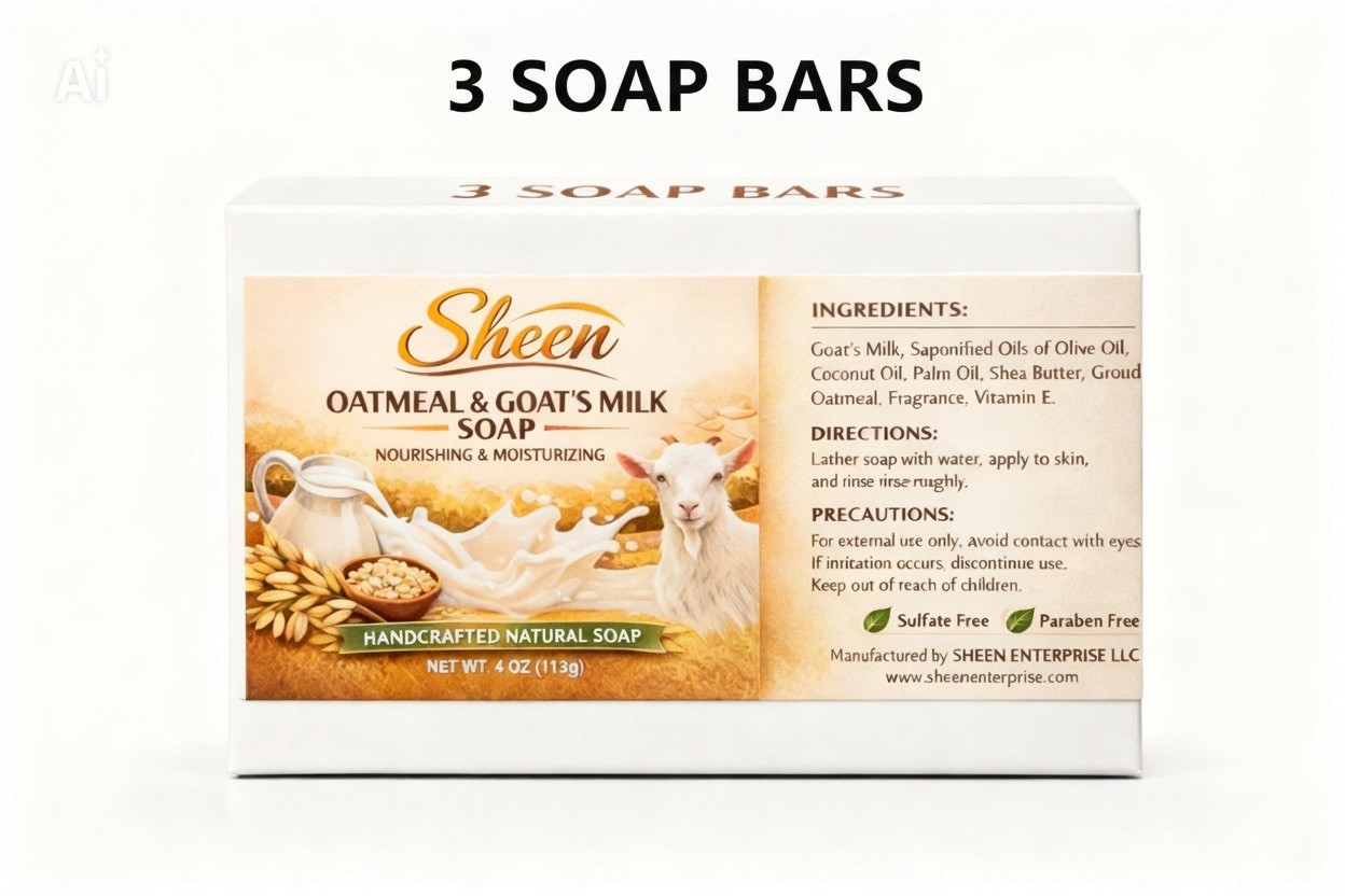 3 soap bars Luxurious Goat Milk with Shea Butter & oatmeal.