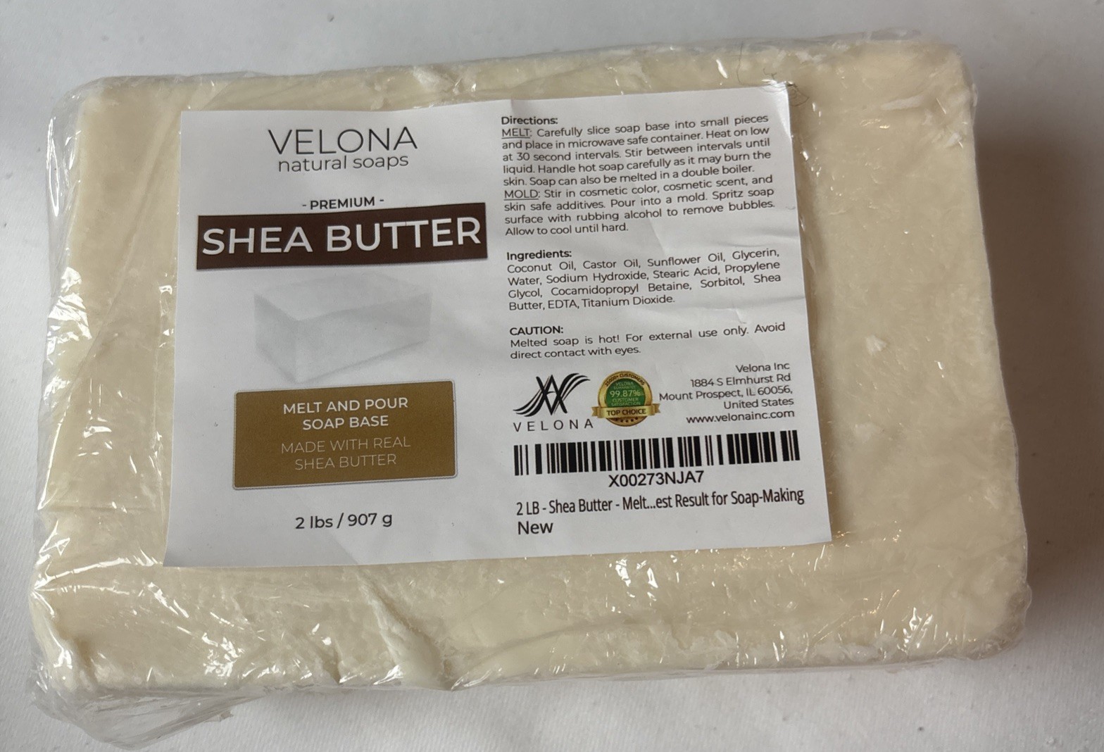 Velona 2 LB – Shea Butter – Melt and Pour Soap 32 Ounce (Pack of 1), White