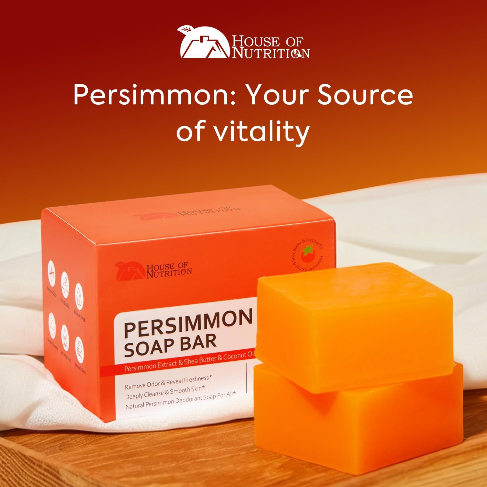 Persimmon Soap Bar for Body Odor Control, Japanese Persimmon and Tea Tree Deo…
