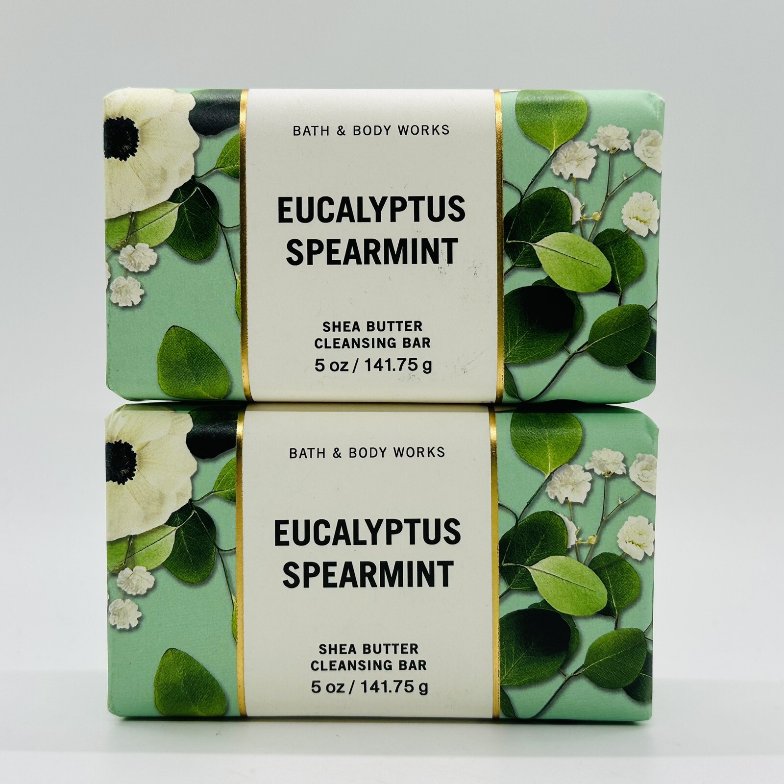 2-Pack Bath & Body Works EUCALYPTUS SPEARMINT Shea Butter Cleansing Bar Soap 5oz