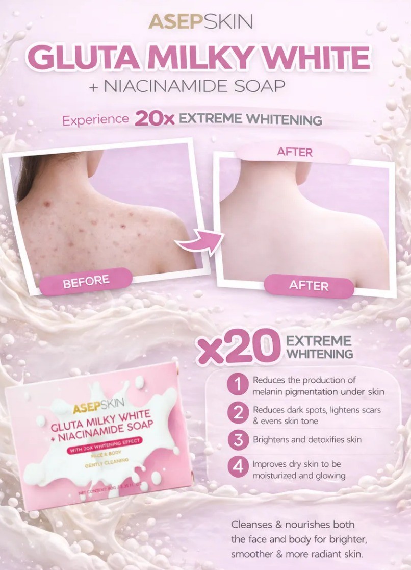 3 bars ASEPSKIN Gluta Milky White + Niacinamide Soap 80 g