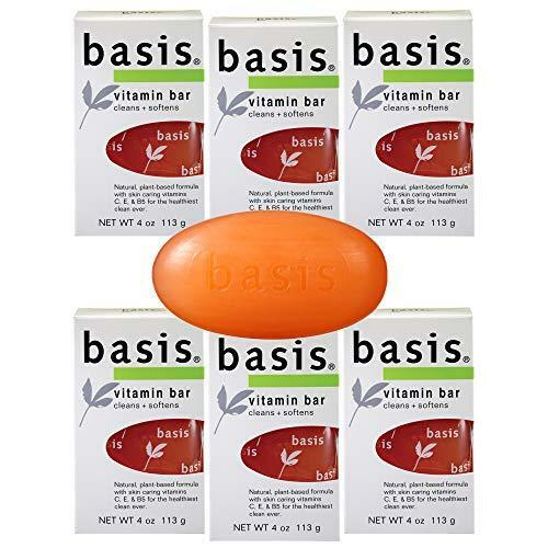Basis Vitamin Bar Soap, Cleans and Softens with Vitamin C, E, & B5 Use for Body