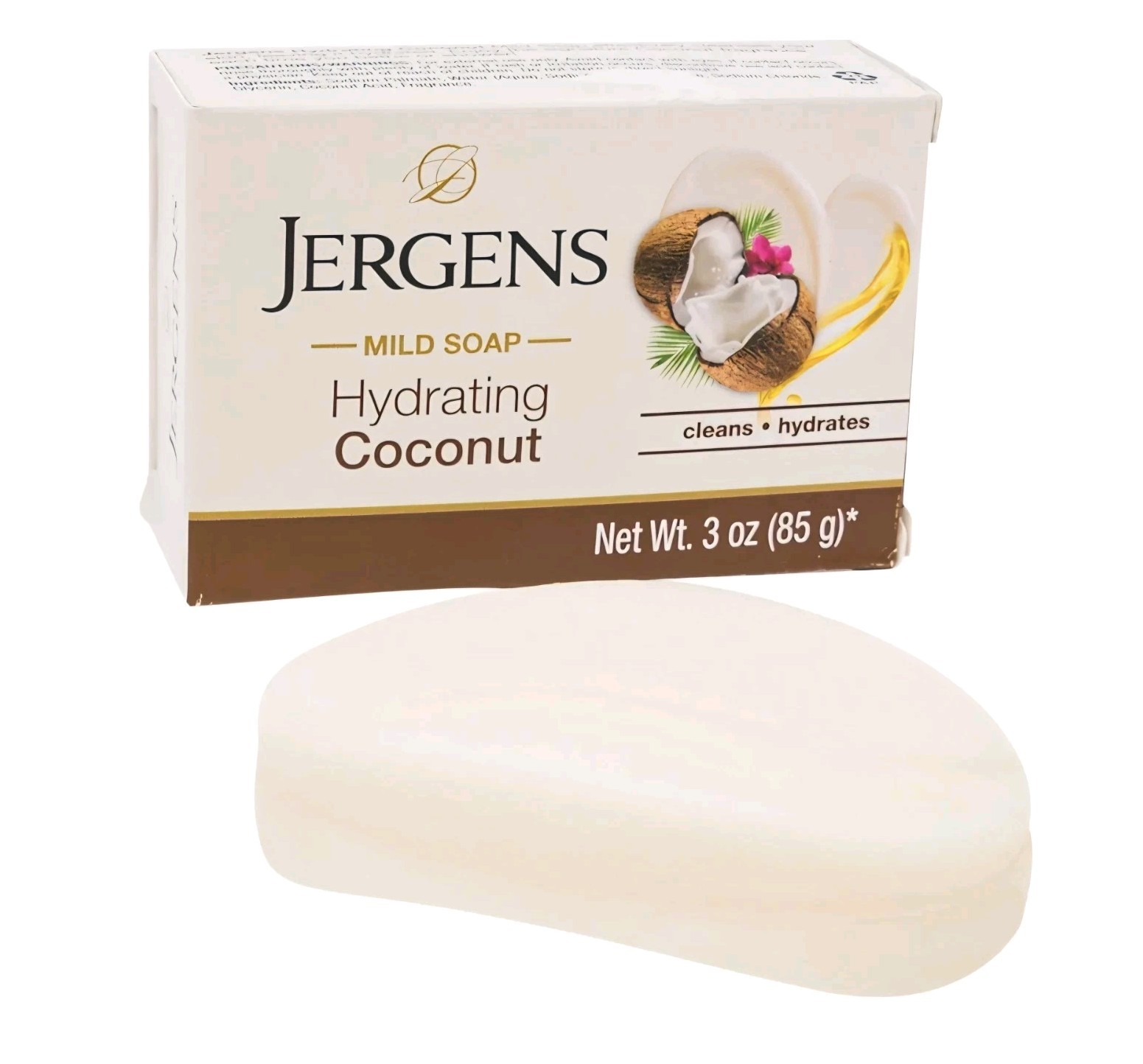 🤎 JERGENS 🤎 (2-BARS) 3 Oz 🥥🫧 ●HYDRATING COCONUT● 🥥🫧 ≈HYDRATING≈ Mild Soap.