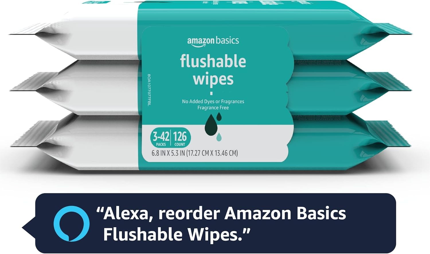 Amazon Basics Adult Wet Wipes Flushable Fragrance Free, 42 Count (Pack of 3)