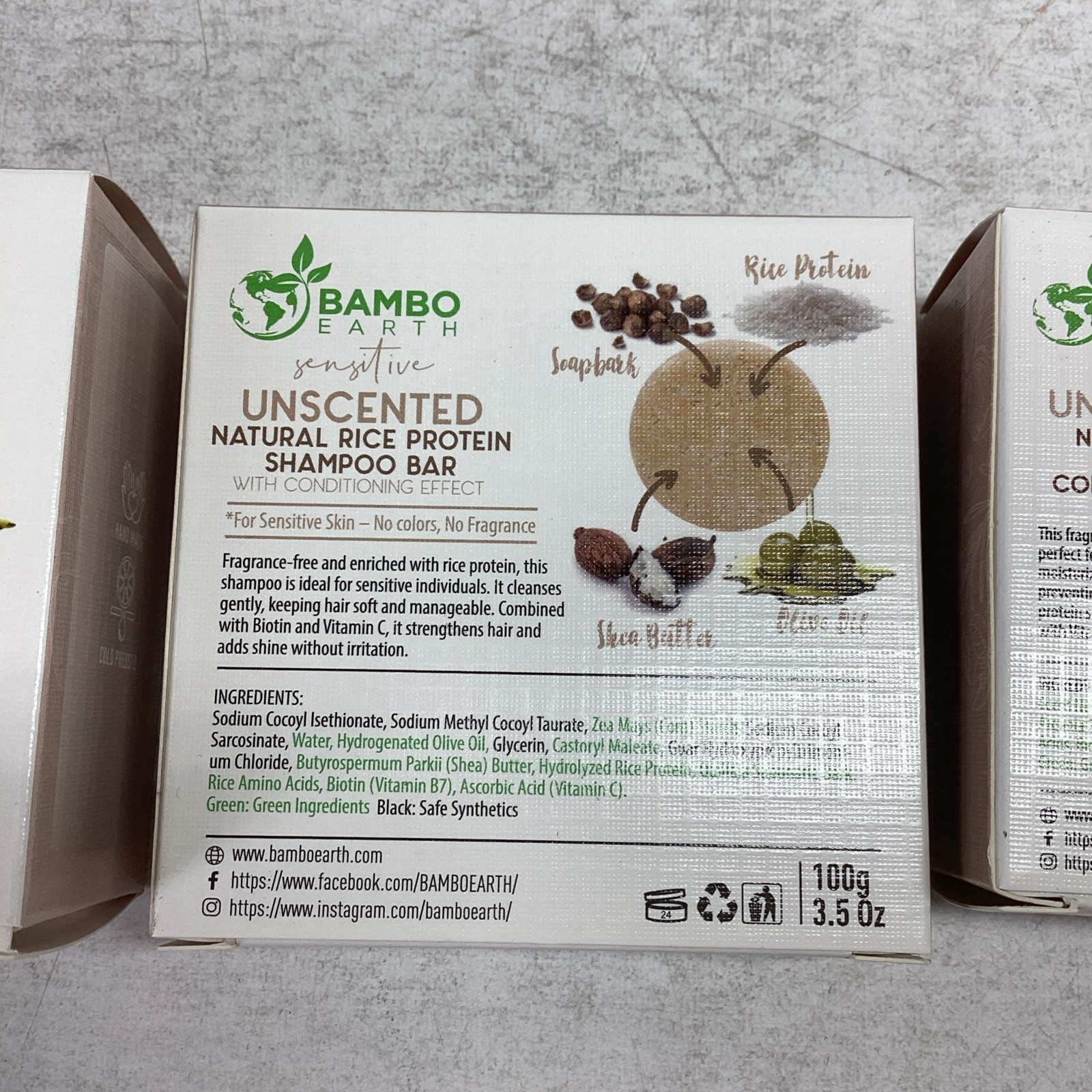 Bambo Earth Beauty Trio Body Wash Bar Shampoo Bar & Conditioner Bar Unscented
