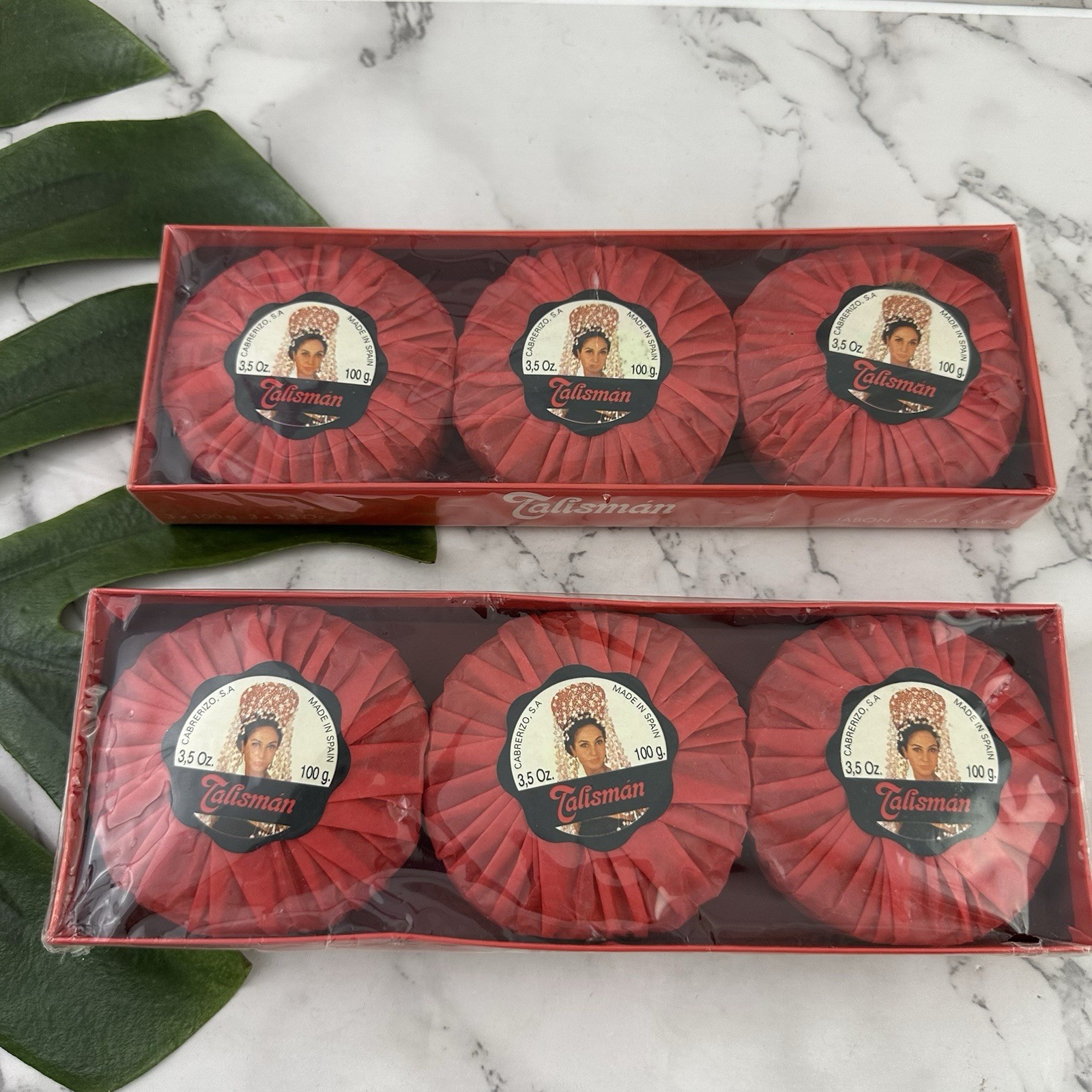 Talisman Jabon Savon Soap Boxed Set New 6 Round Bars Perfumed Spain 3.5 oz