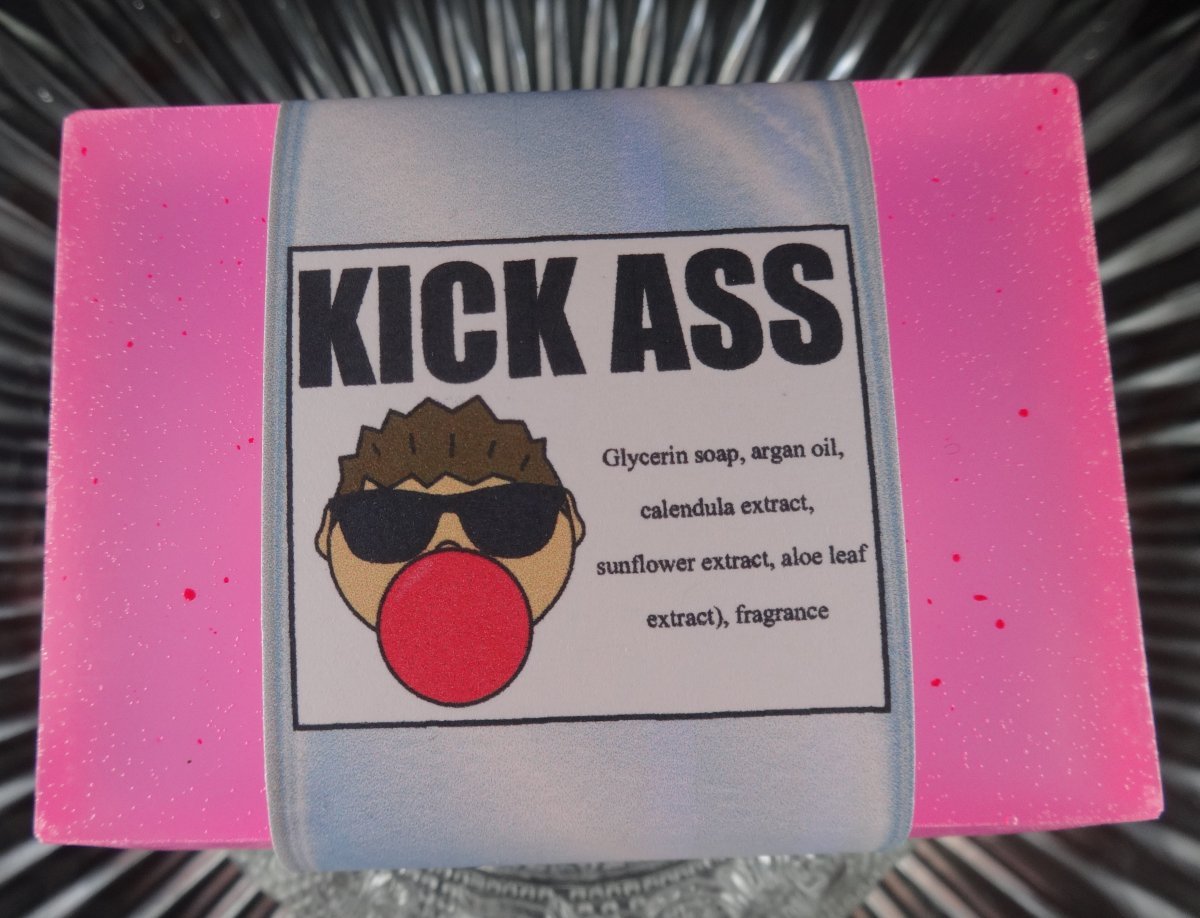 Unisex KICK ASS Bubblegum Scent Shave Soap, Large Beard Wash Bar USA Made