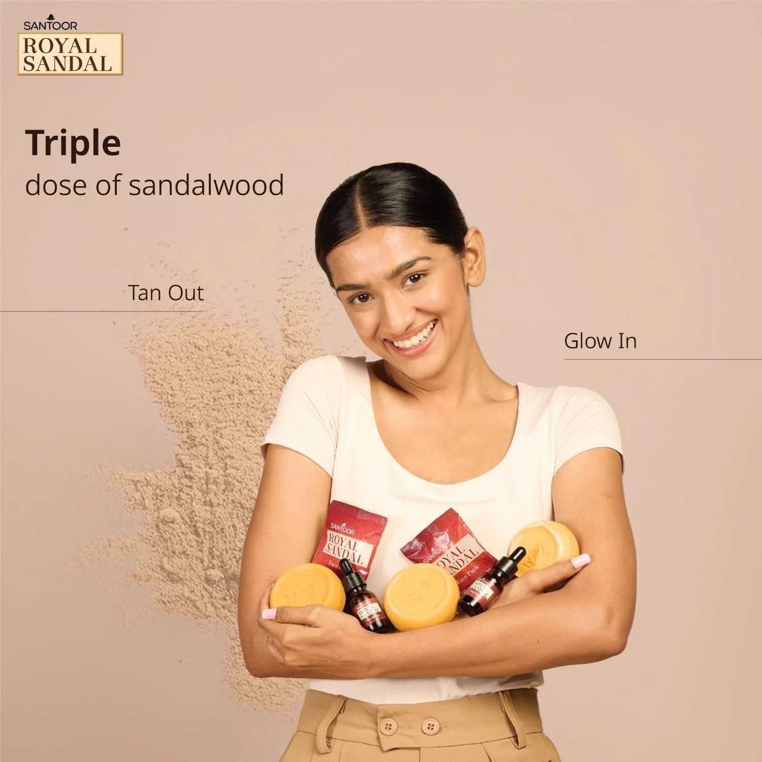 Santoor Royal Sandal Detan Pack 3 Soaps + Free Serum + Free Face Pack