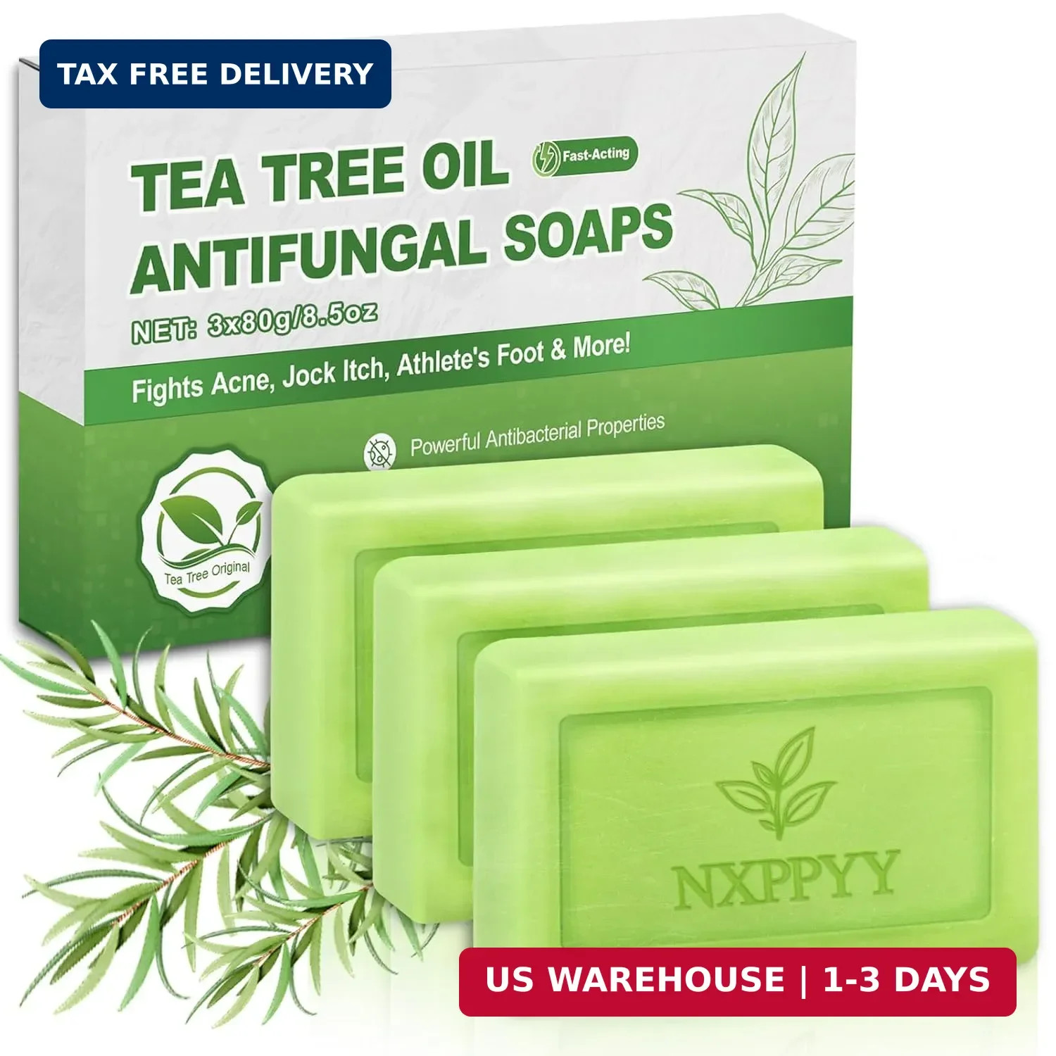 Antifungal Soap-Antibacterial Soap Bar with Tea Tree Oil- Body & Face Wash for A
