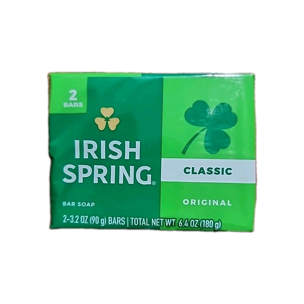 Irish Spring Classic Original Clean Bar Soap 1 Pack With 2 Bars 3.2 Oz Each