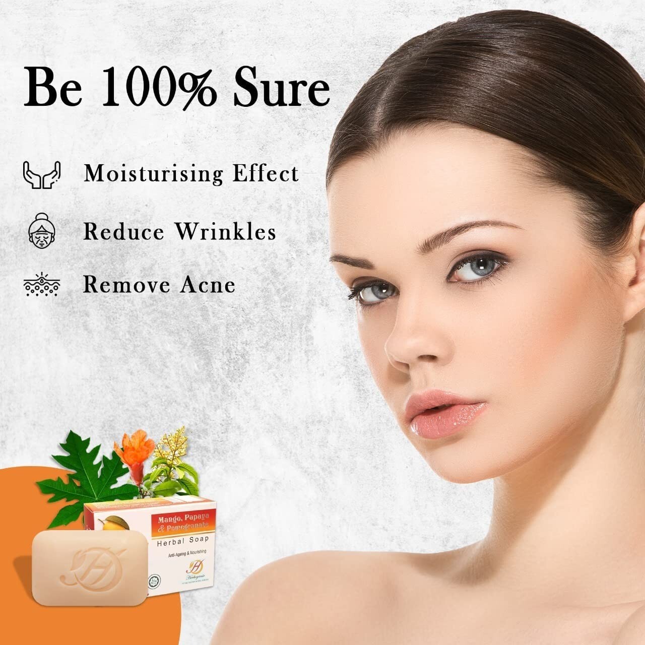 Men & Women HERBOGANIC Mango, Papaya & Pomegranate Herbal Soap,Pack of 9