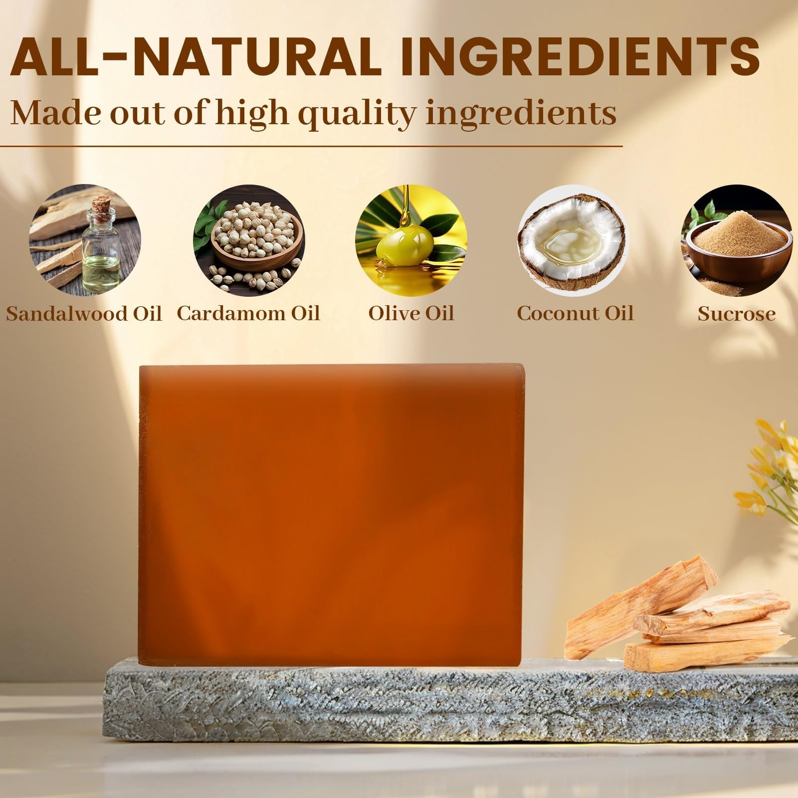 3 PCS Sandalwood Soap, Natural Exfoliating 4in1 Hair, 3.53 Ounce (Pack of 3)