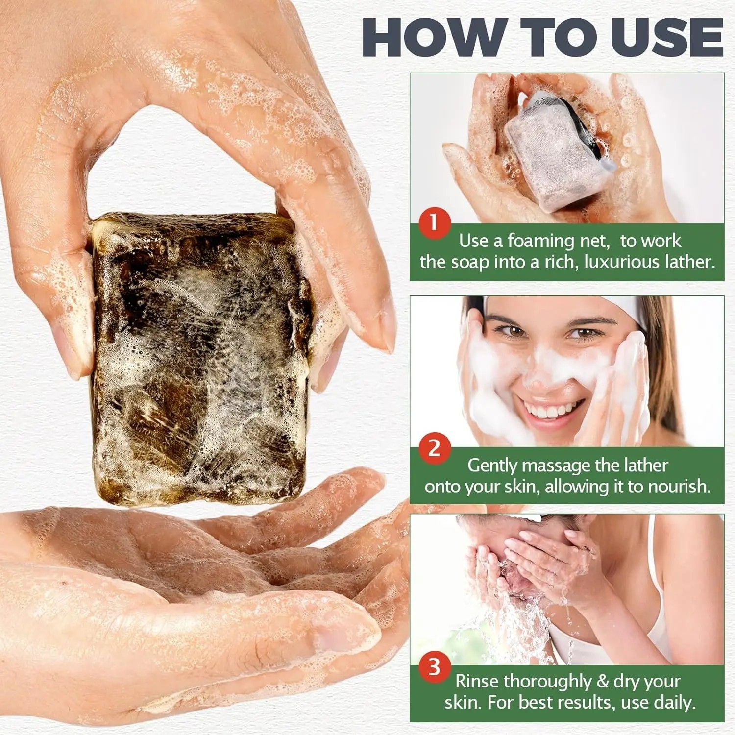 Raw African Black Soap Organic Pure Unrefined Premium Quality From Ghana Bar