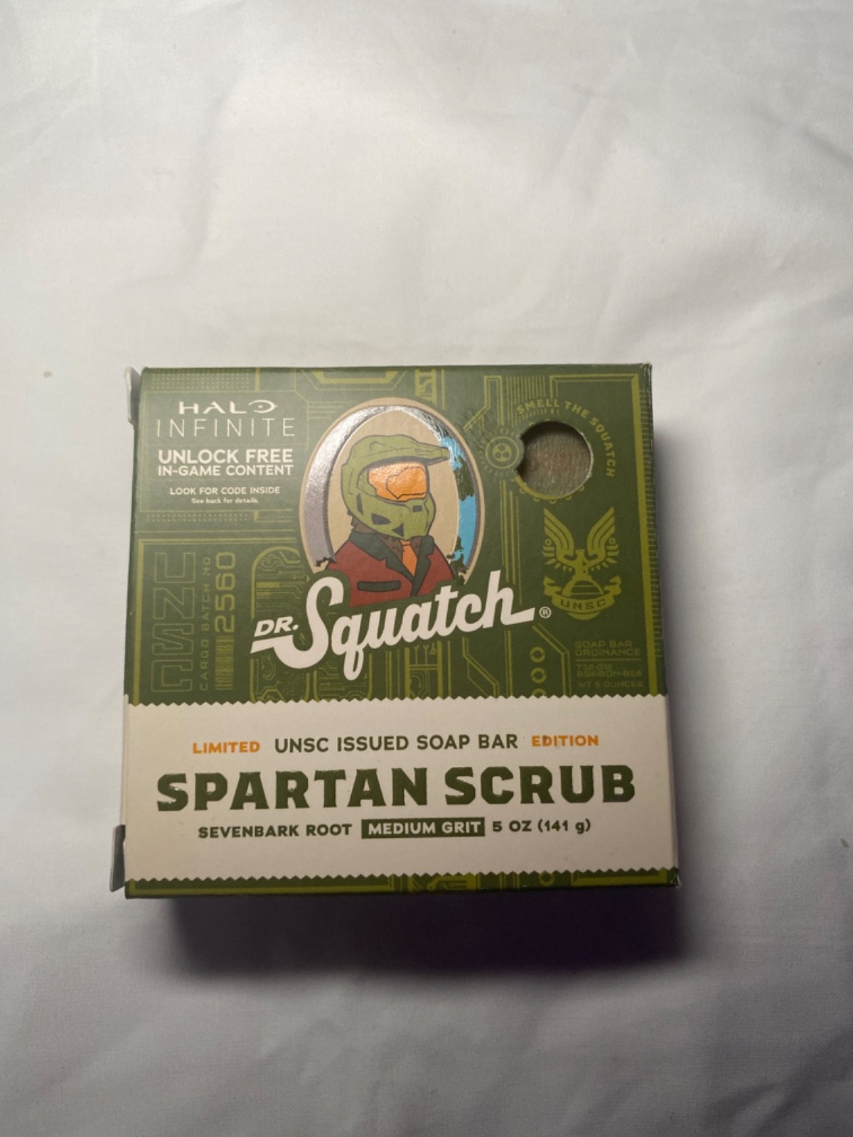 Dr. Squatch Halo Infinite Spartan Scrub Soap Bar Limited Edition Sealed 5 oz