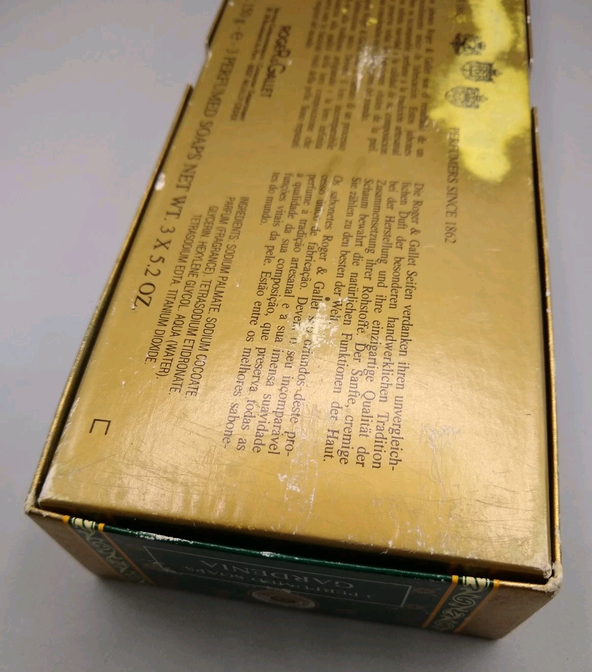 3 Roger & Gallet Perfumed Soaps, Gardenia 5.2 Oz Bars, vintage open box READ