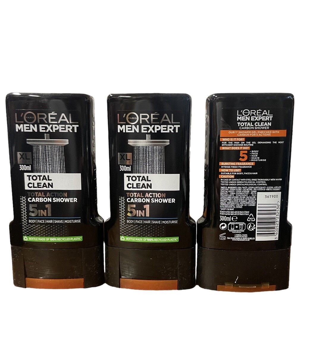 L’Oreal Paris Men Expert – XL Total Clean Carbon Shower Body,Face,Hair 300 Ml