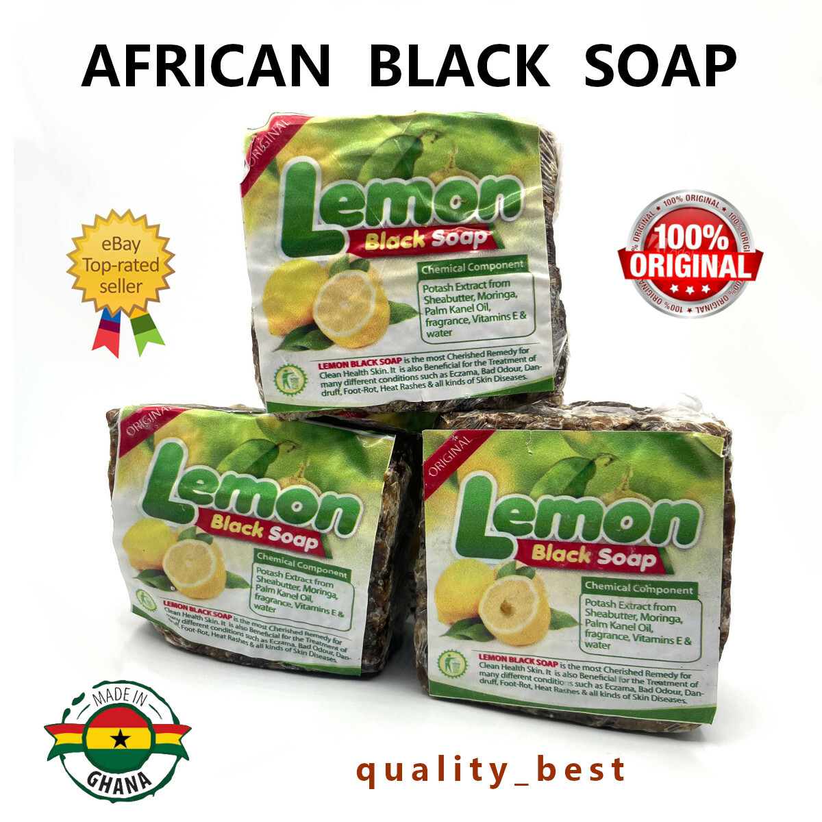 AFRICAN BLACK SOAP Organic Natural GHANA Handmade Premium Quality CHOOSE SIZE