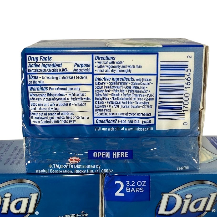 Dial Icy Aloe Antibacterial Deodorant Soap 3.2 oz Bars, 5 Double Packs -10 Total