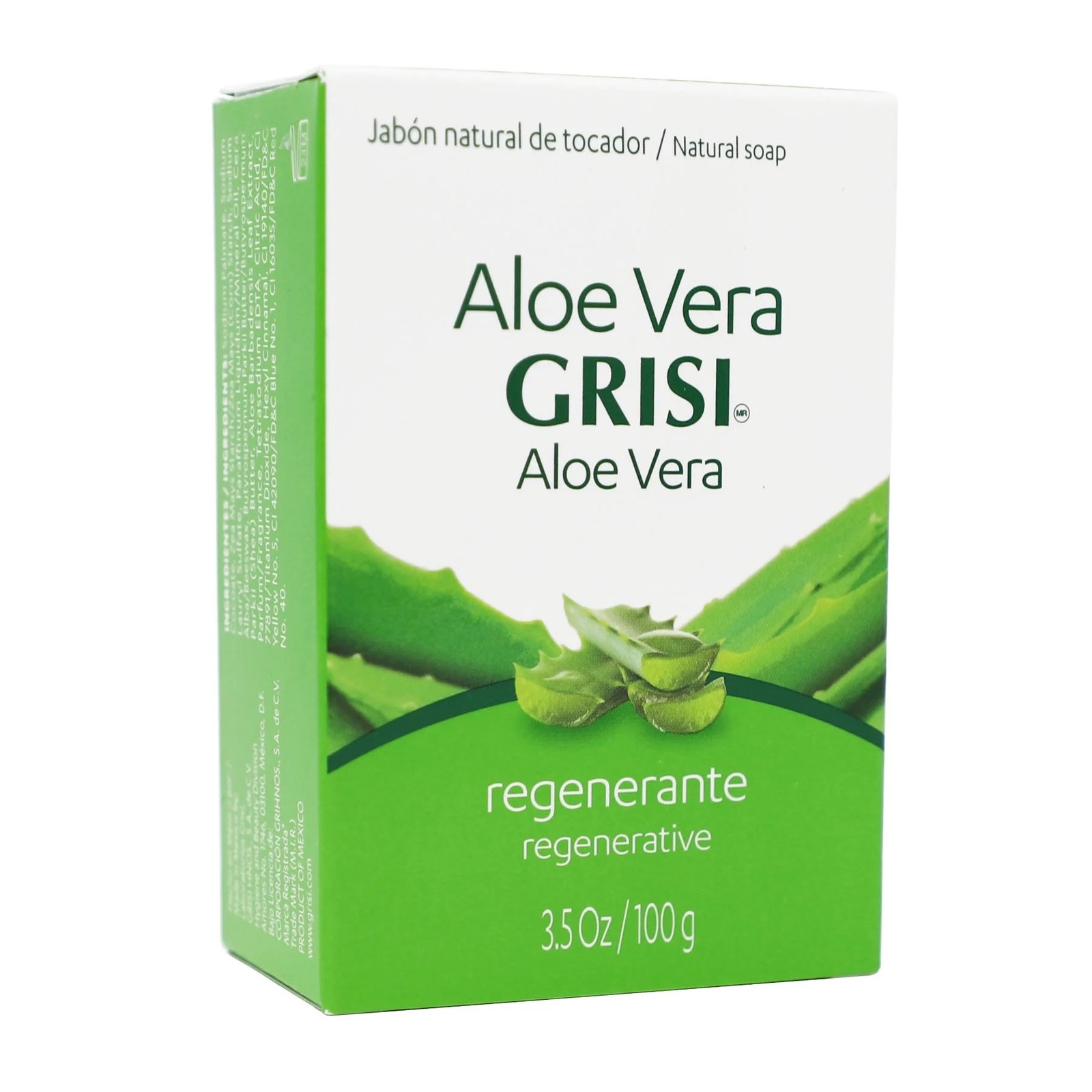 Grisi Aloe Vera Soap Bar, Soothing and Refreshing, 3.5 oz Pack of 12