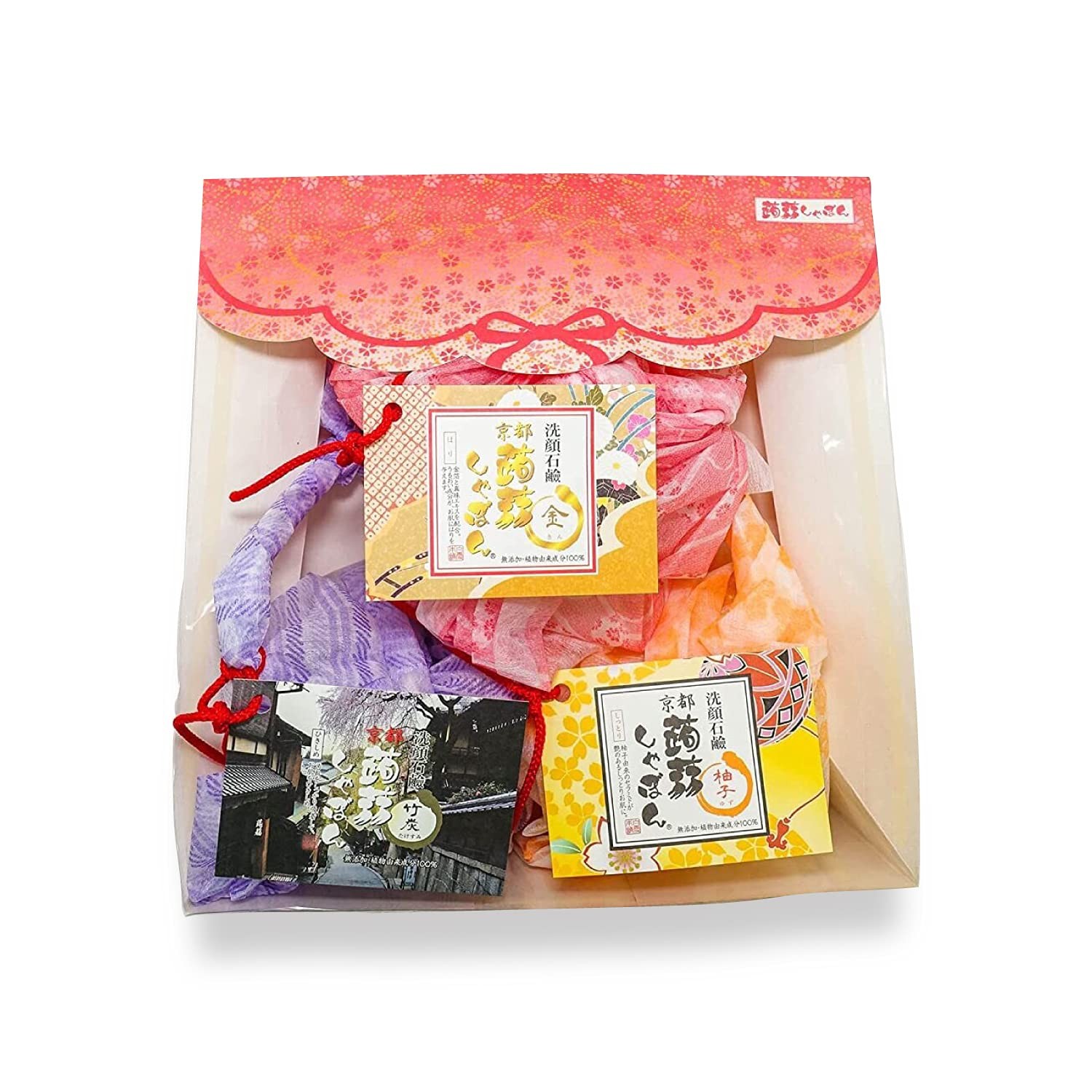 Konjac Soap 3-Flavor Set (Yuzu, Bamboo Charcoal, and Gold / 80g each) Soap Gift