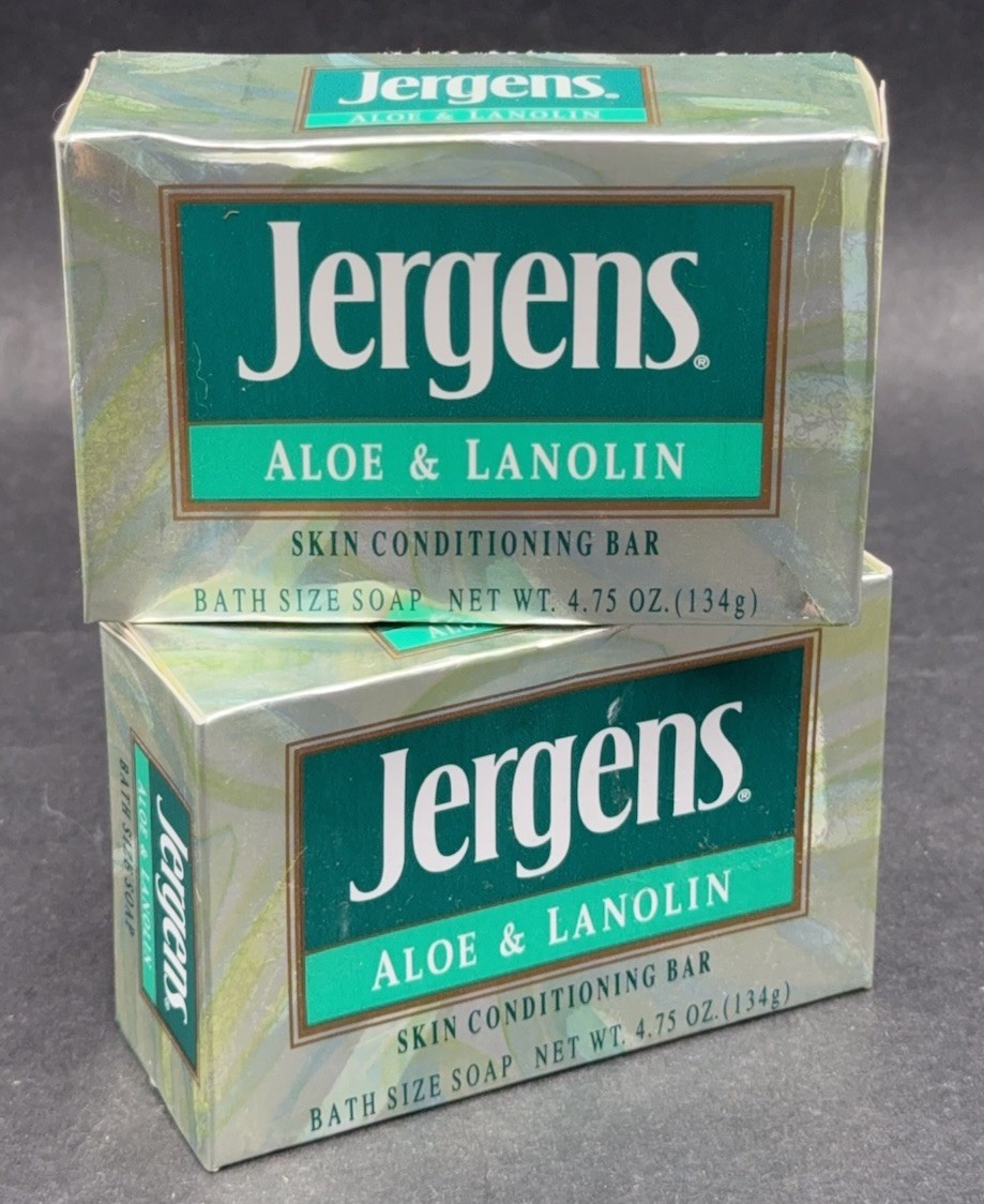 Jergens Aloe & Lanolin Skin Conditioning Bar Soap 2 Pack Lot 4.75oz Bar NOS VTG