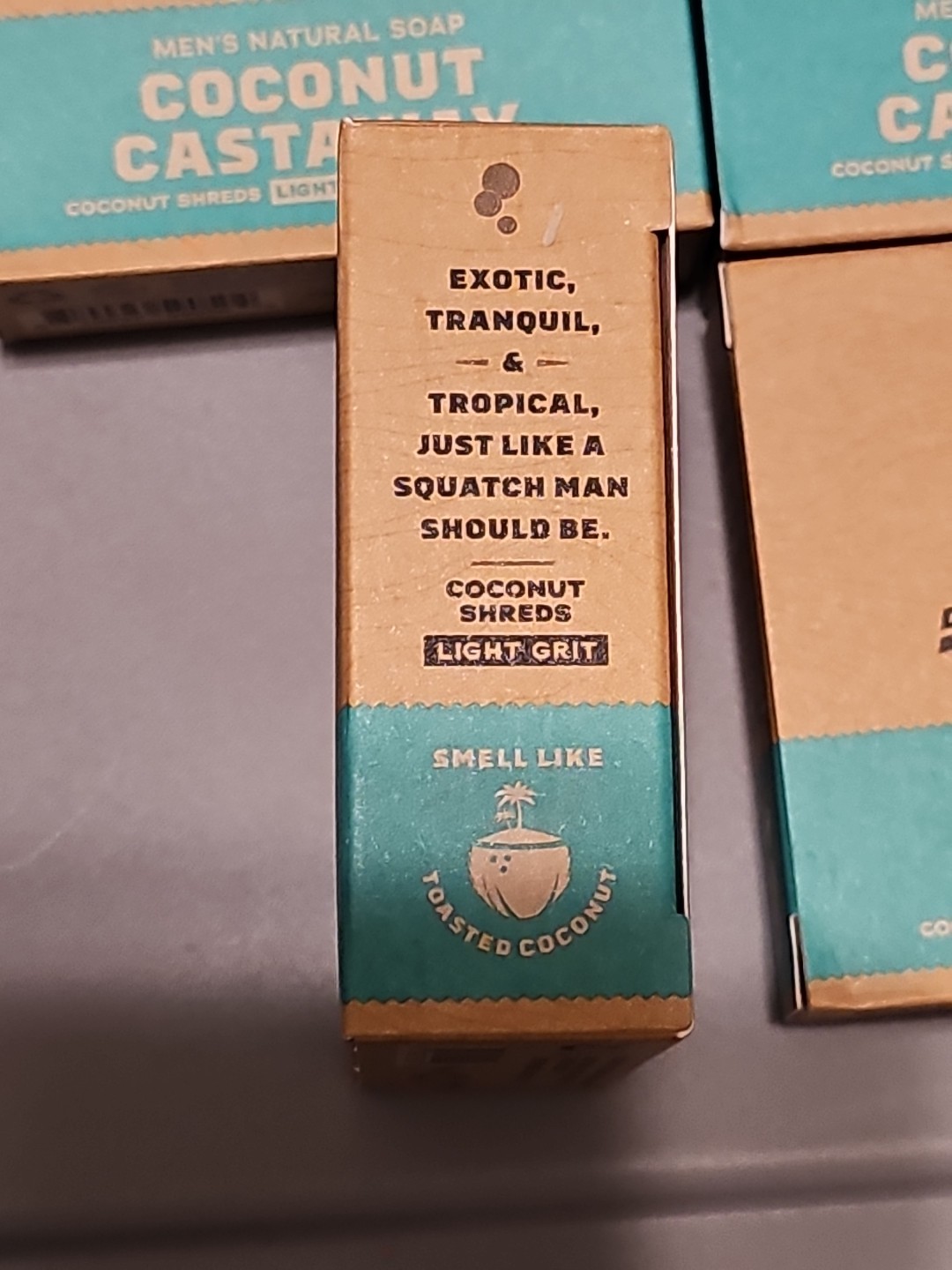 DR. SQUATCH MEN’S NATURAL SOAP COCONUT CASTAWAY 5 OZ BAR LOT OF 6 BARS