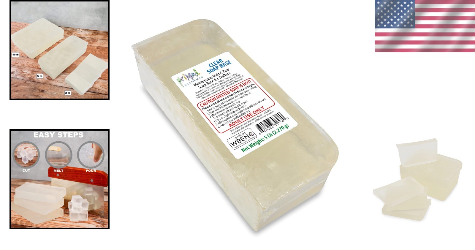 Create Custom Soaps with 5 lb Unscented Clear Soap Base – Easy to Melt & Shape