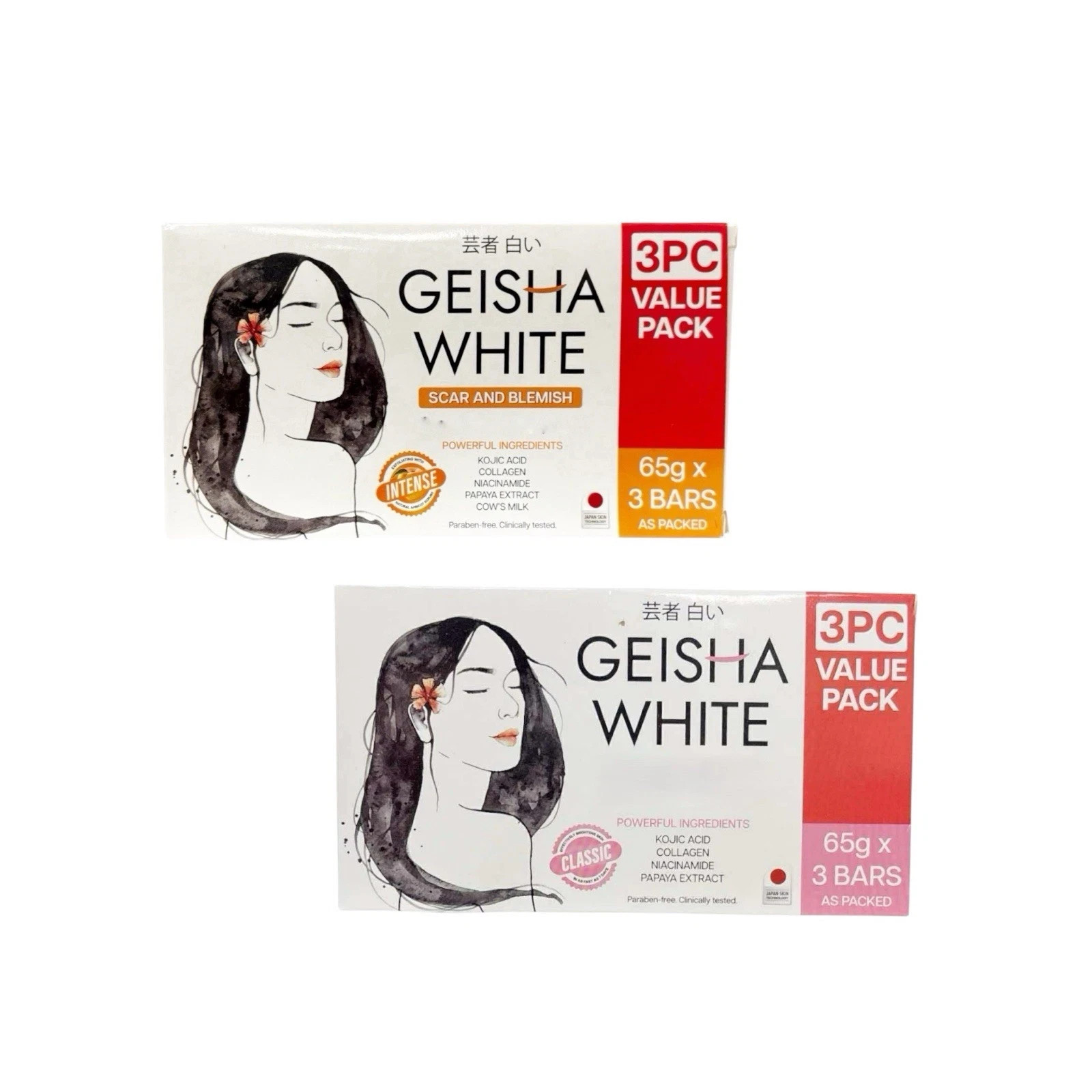 Geisha White Bundle: Intense & Classic – Scar & Blemish Bar Soap – 65g